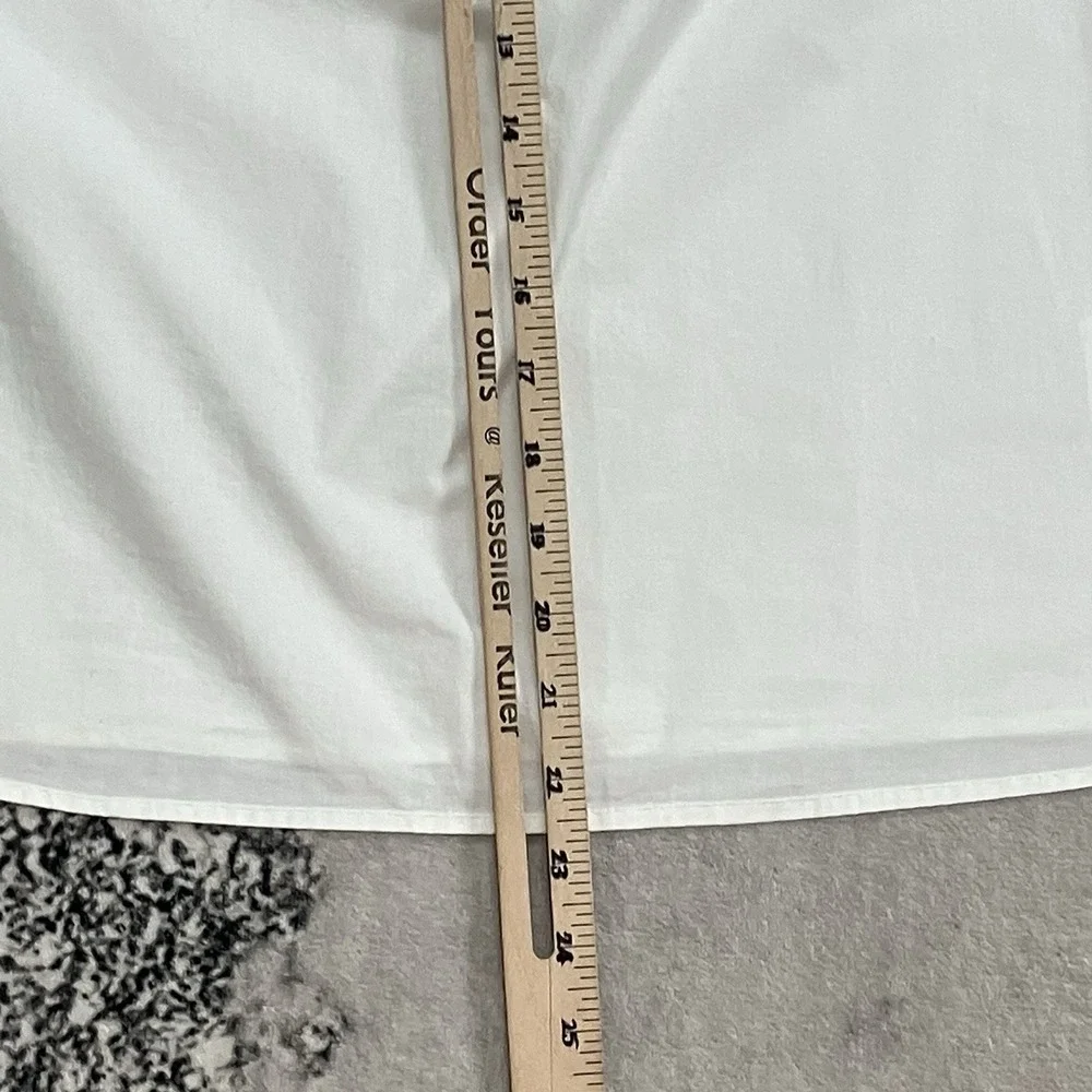 Quince Organic Cotton Poplin White Blouse Womens Size M Split Neck Tie Top - Picture 5 of 12
